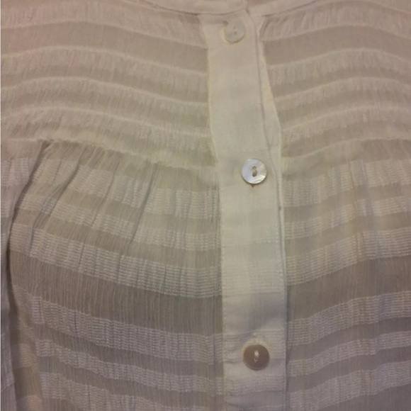 Frame sheer stripe long sleeve smock top ivory size small - Picture 2 of 7